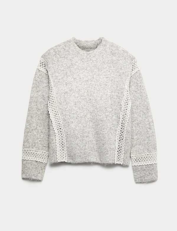 Lace Detail Jumper With Wool - MX