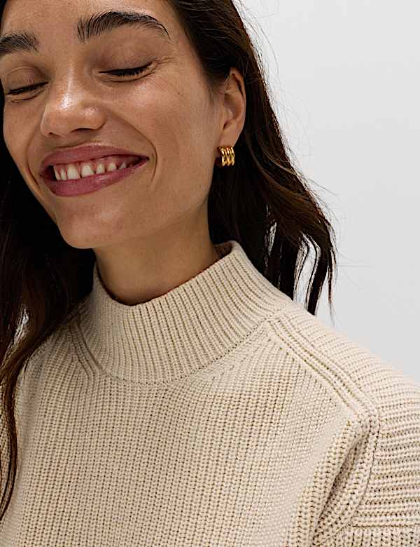 Lambswool Blend Funnel Neck Jumper - AT