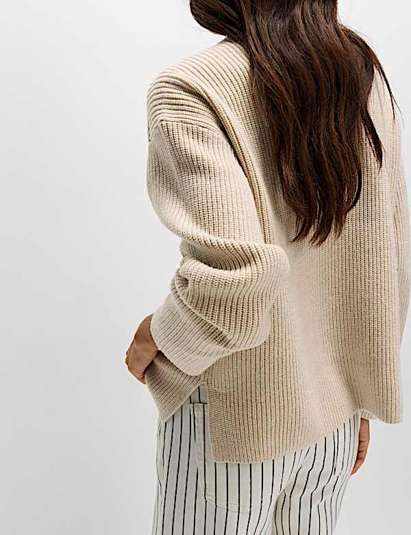 Lambswool Blend Funnel Neck Jumper - AT