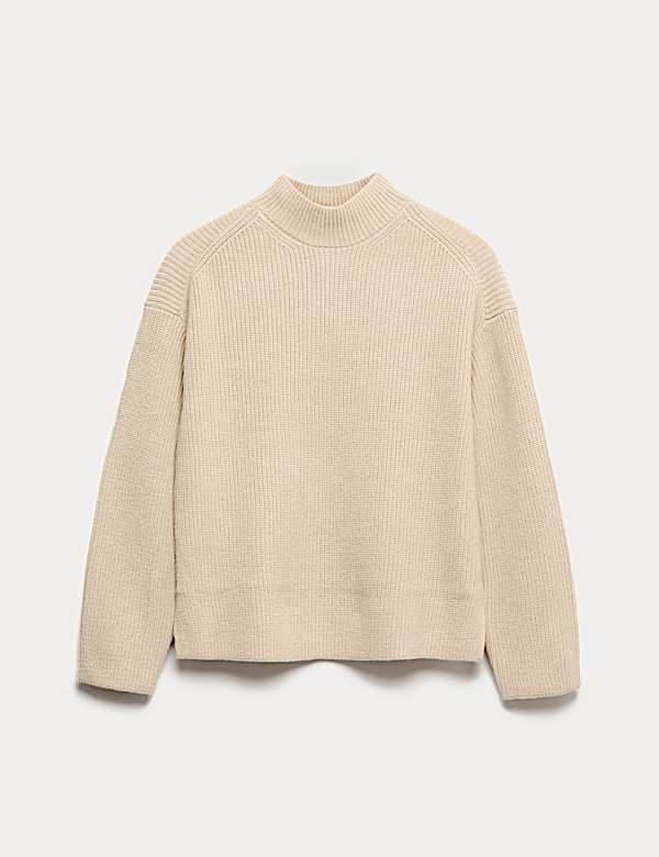 Lambswool Blend Funnel Neck Jumper - AT