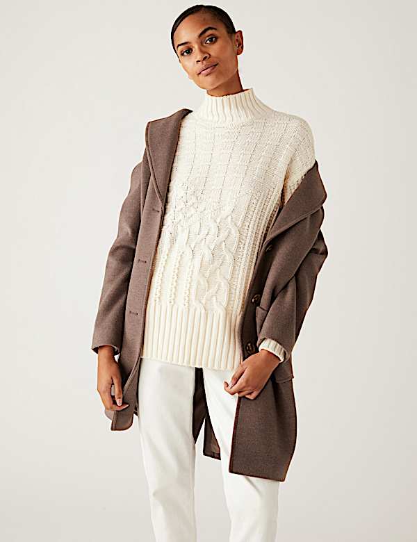 Recycled Blend Cable Knit Longline Jumper