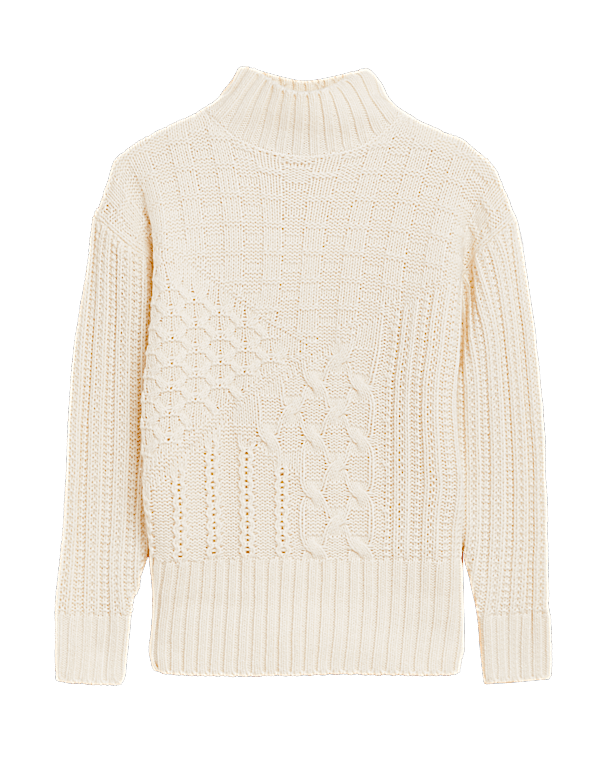 Recycled Blend Cable Knit Longline Jumper