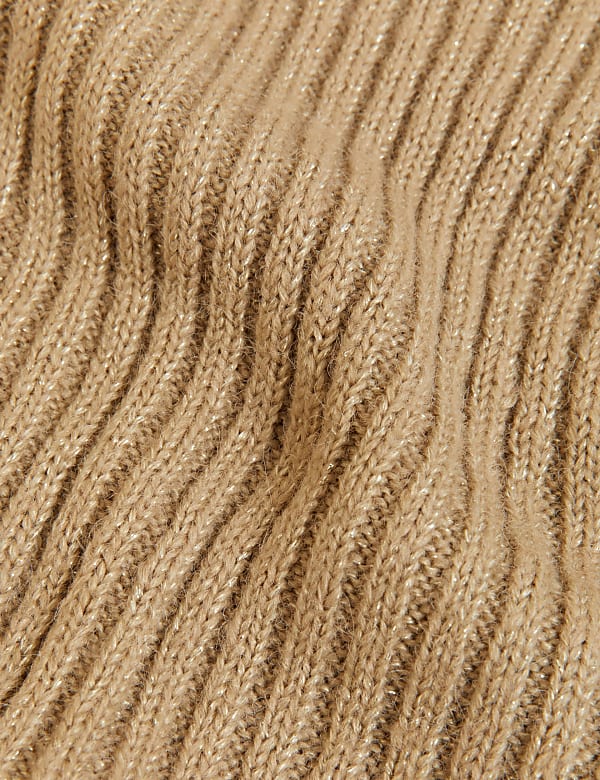 Ribbed Sparkly Roll Neck Longline Jumper