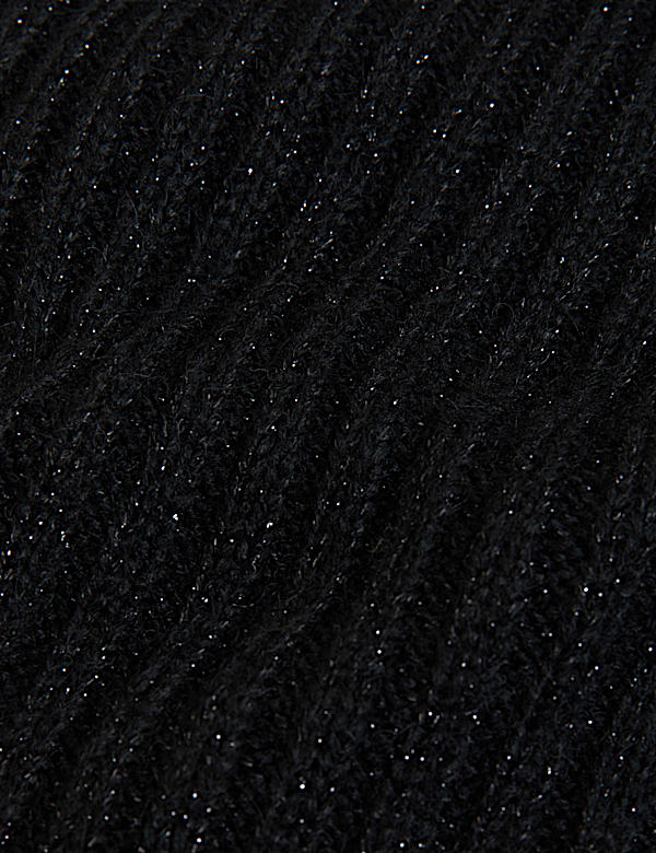 Ribbed Sparkly Roll Neck Longline Jumper