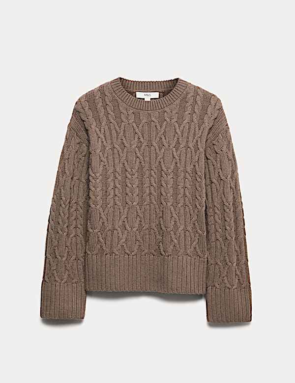 Wool Blend Textured Crew Neck Jumper - BE