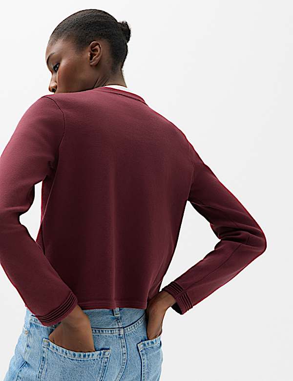 Cotton Rich Button Detail Knitted Jacket - AU