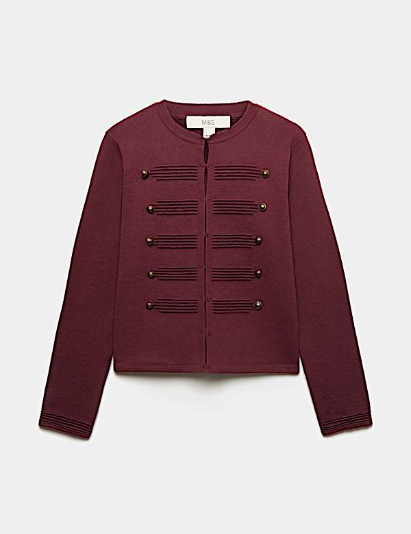 Cotton Rich Button Detail Knitted Jacket - AU