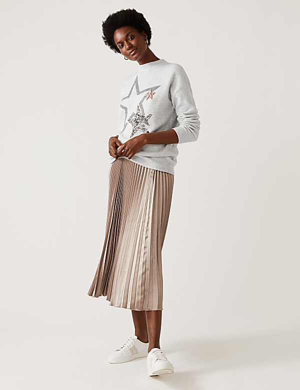 Sequin Star Crew Neck Relaxed Jumper