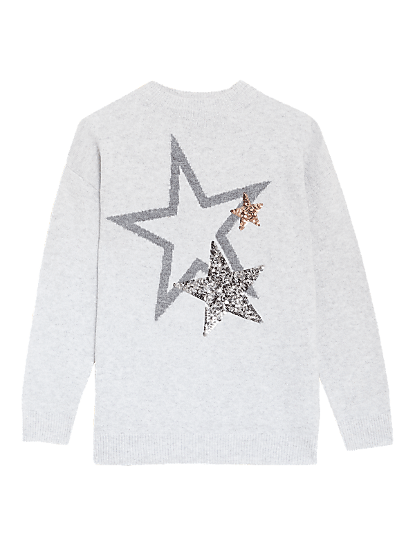 Buy Sequin Star Crew Neck Relaxed Jumper at Marks Spencer