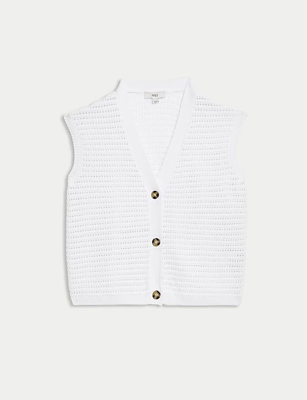 Cotton Rich Textured Knitted Waistcoat - IL