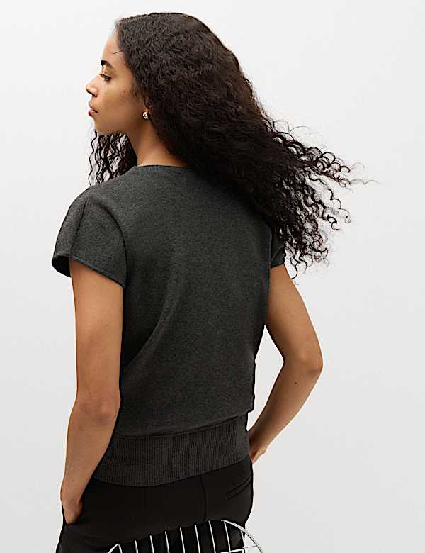 Draped Neck Knitted Top with Wool - ES