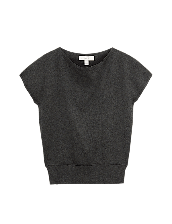 Draped Neck Knitted Top with Wool