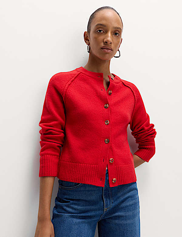 Lambswool Blend Crew Neck Cardigan | HOLLY | Cardigans | M&S US