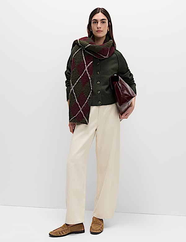 Lambswool Blend Crew Neck Cardigan - HR