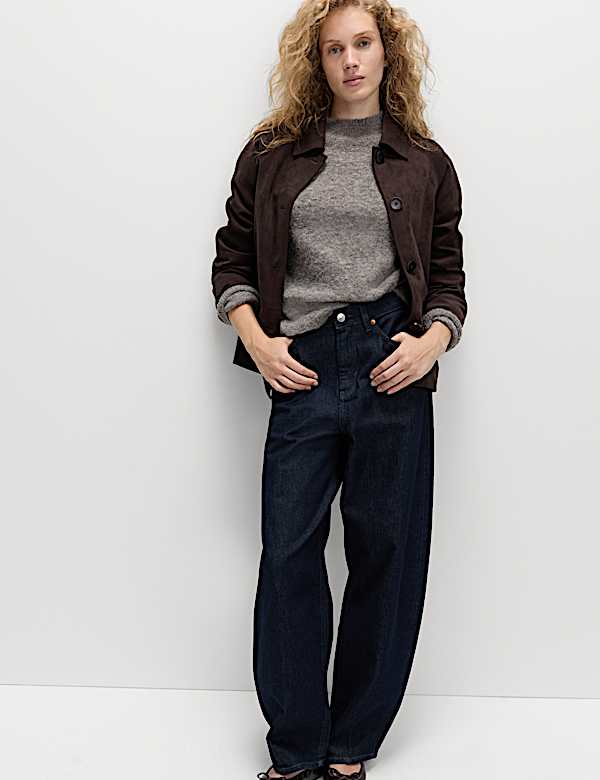 Wool Blend Textured Funnel Neck Jumper - JE