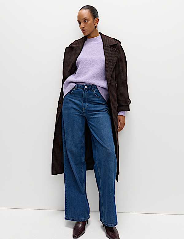 Wool Blend Textured Funnel Neck Jumper - NZ