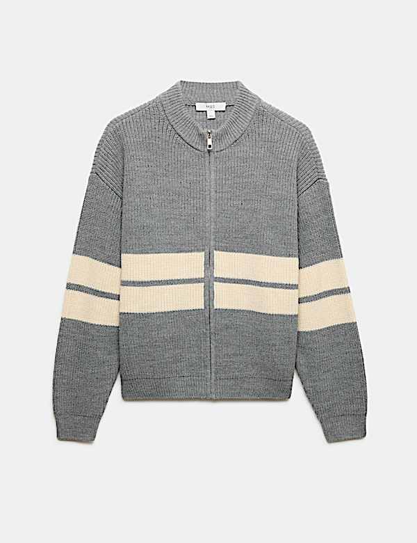 Striped Relaxed Knitted Jacket - UA