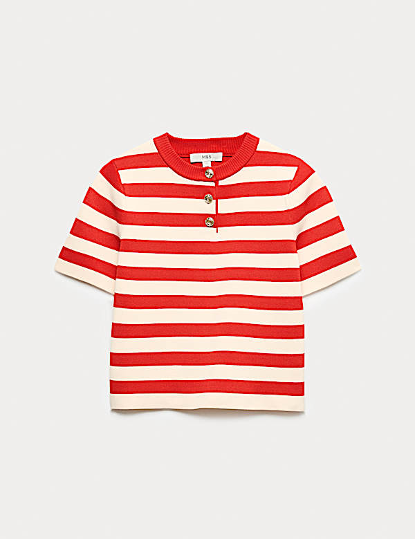 Striped Round Neck Knitted Slim Fit Top - AU