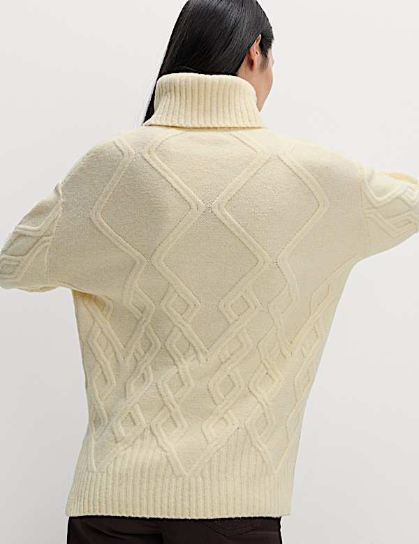 Cable Knit Longline Jumper with Wool - BG