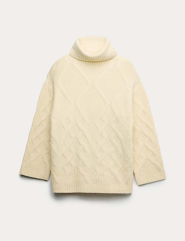 Cable Knit Longline Jumper with Wool - BG