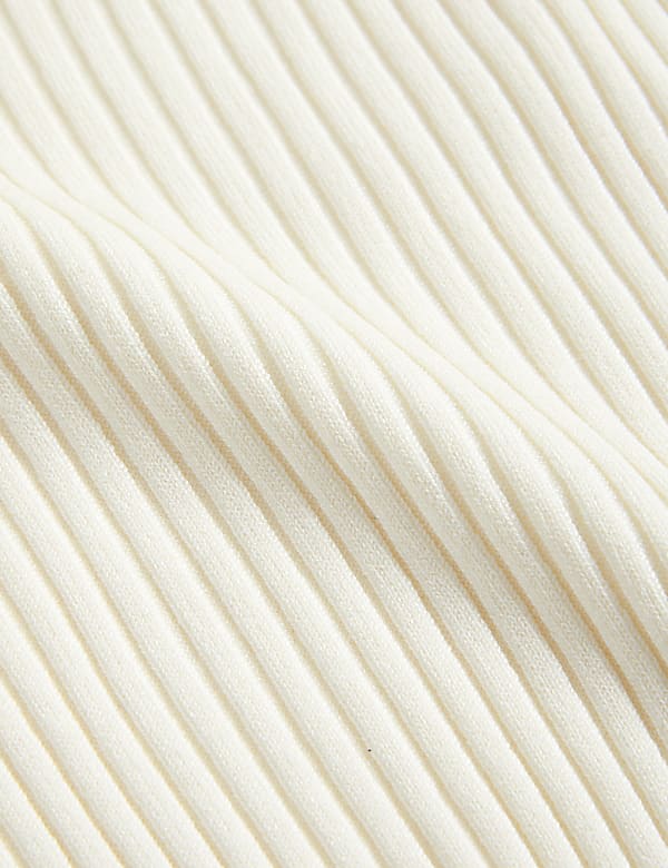 Ribbed Collared V-Neck Jumper