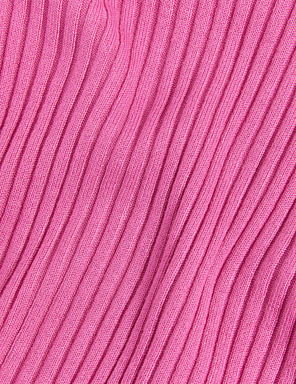 Ribbed Collared V-Neck Jumper