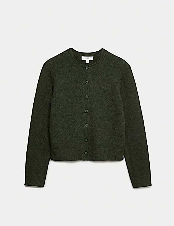 Crew Neck Cardigan with Wool - GR
