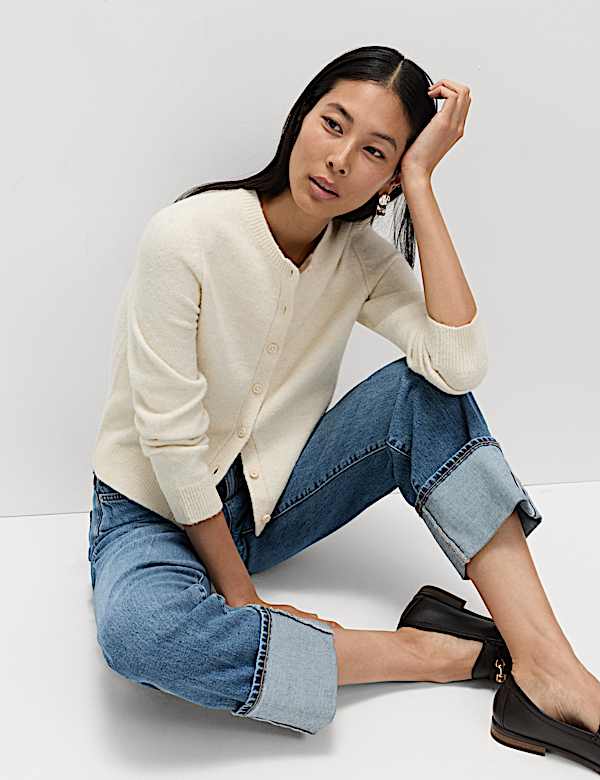 Ζακέτα με μαλλί και στρογγυλή λαιμόκοψη - GR