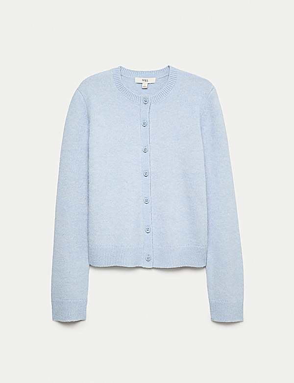 Crew Neck Cardigan with Wool - AU