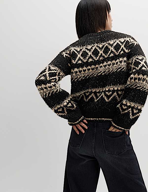Bouclé Fair Isle Crew Neck Jumper - VN