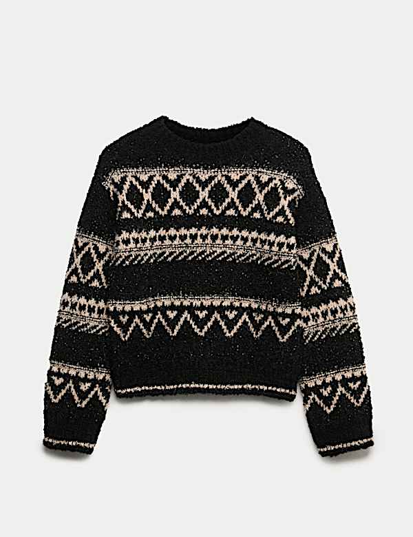 Bouclé Fair Isle Crew Neck Jumper - VN