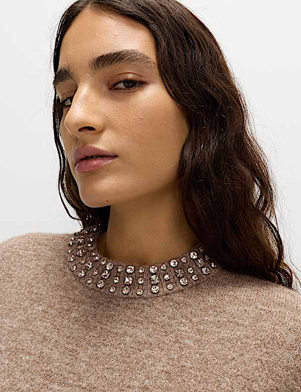 Pull coupe décontractée avec laine et décoration - CA
