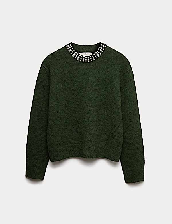 Embellished Relaxed Jumper with Wool - HR