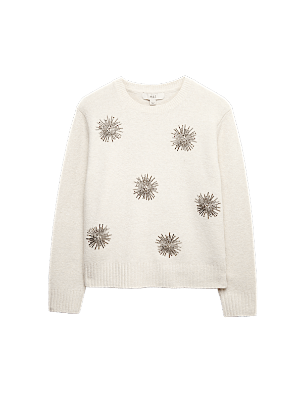 Gem Detail Embellished Jumper with Wool