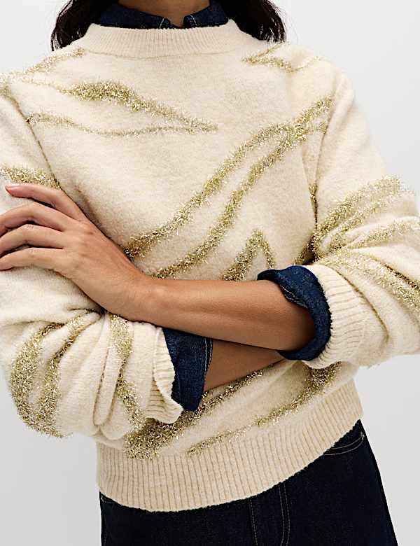 Tinsel Animal Print Jumper with Wool - US