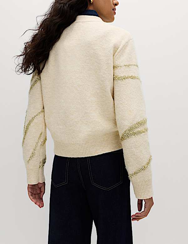 Tinsel Animal Print Jumper with Wool - US