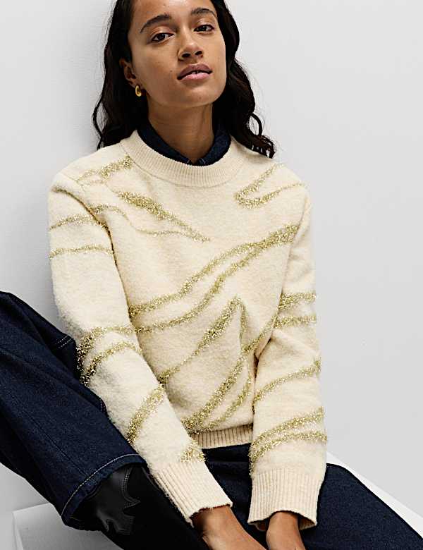 Tinsel Animal Print Jumper with Wool - US