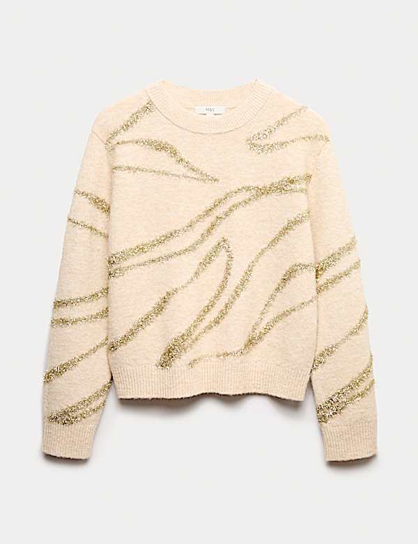 Tinsel Animal Print Jumper with Wool - US