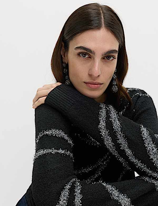 Tinsel Animal Print Jumper with Wool - JE
