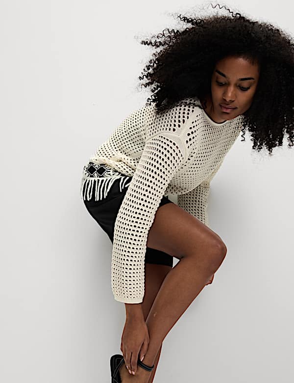 Cotton Rich Textured Fitted Jumper - VN