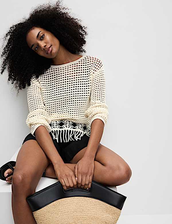 Cotton Rich Textured Fitted Jumper - VN