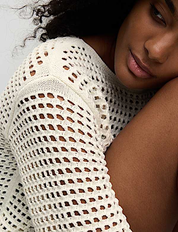 Cotton Rich Textured Fitted Jumper - VN