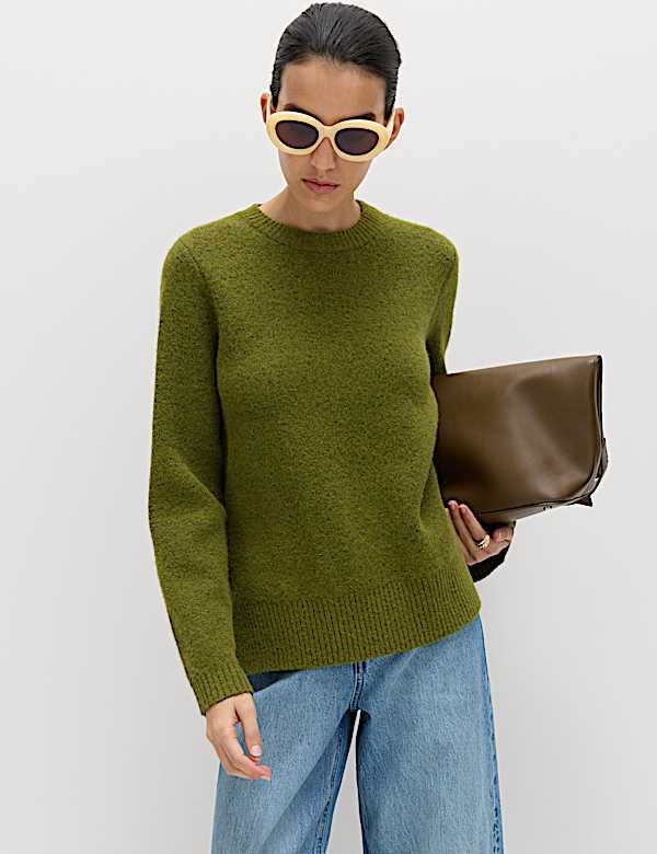 Crew Neck Relaxed Jumper with Wool - ID