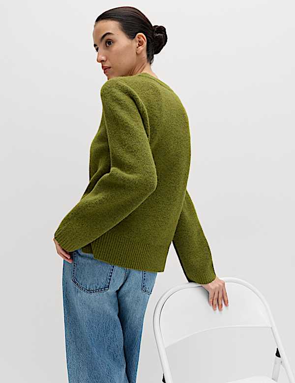 Crew Neck Relaxed Jumper with Wool - ID