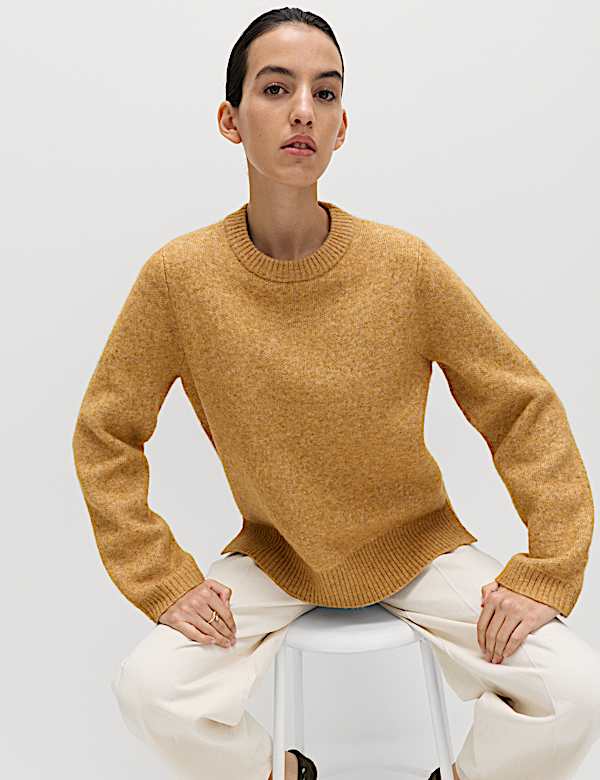Crew Neck Relaxed Jumper with Wool - HR