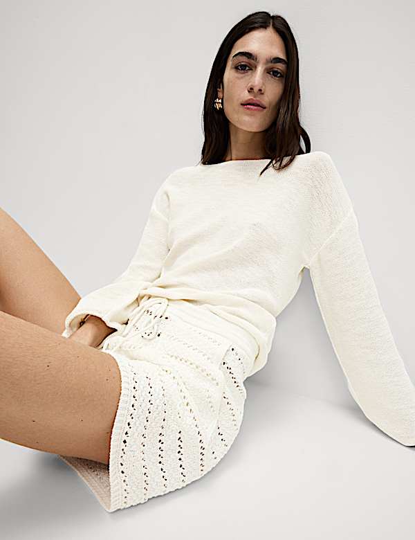 Cotton Rich Open Stitch Beach Shorts - JE