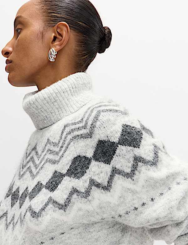 Fair Isle Roll Neck Jumper with Wool - AL