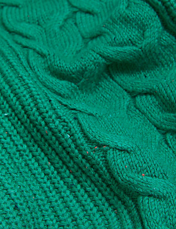 Cotton Rich Cable Knit V-Neck Jumper