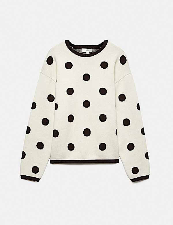 Cotton Rich Polka Dot Crew Neck Jumper - BN