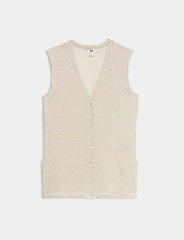 Metallic V-Neck Knitted Waistcoat - ES